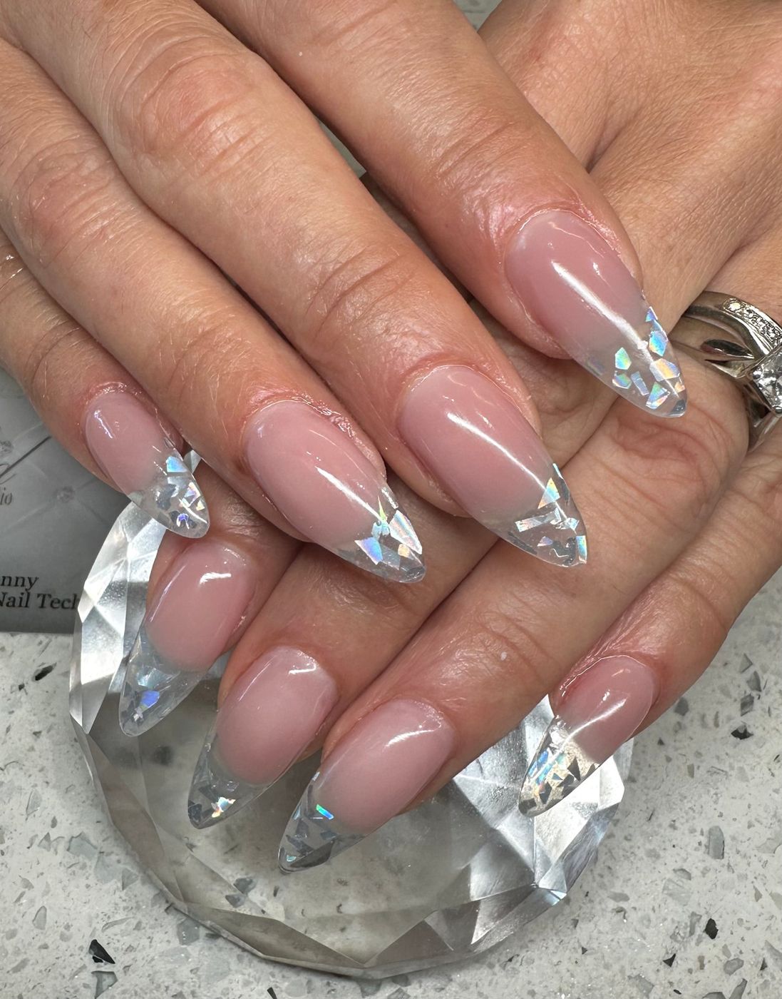 Clear sculpted almond nails